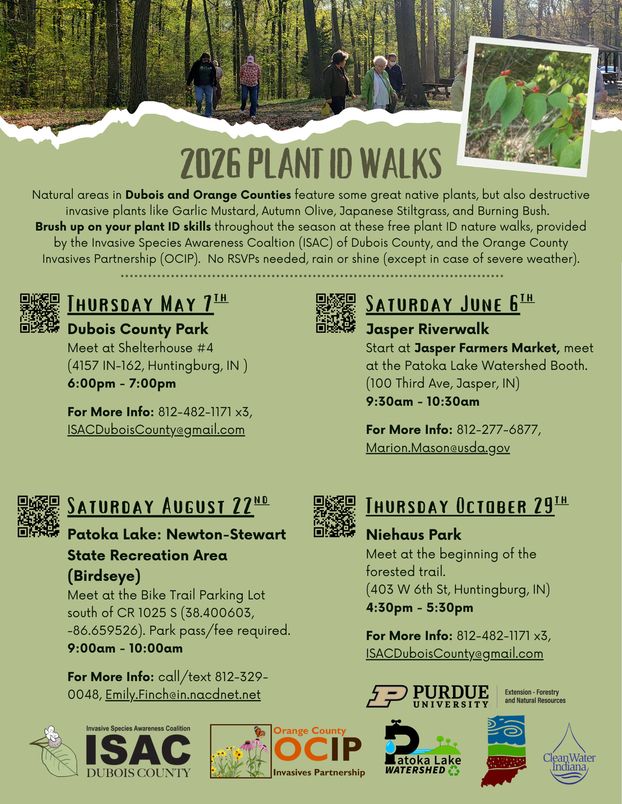 2026 PLANT ID WALKS IN DUBOIS & ORANGE COUNTIES