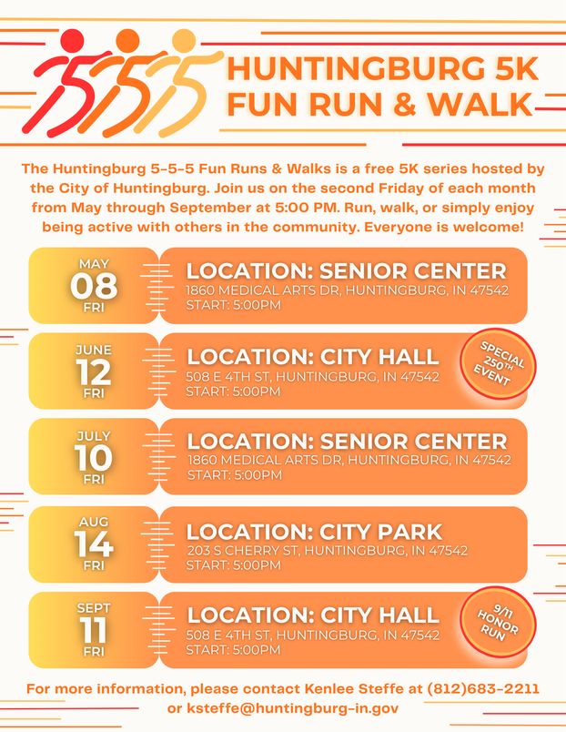 City of Huntingburg Announces Return of 555 Fun Runs & Walks.