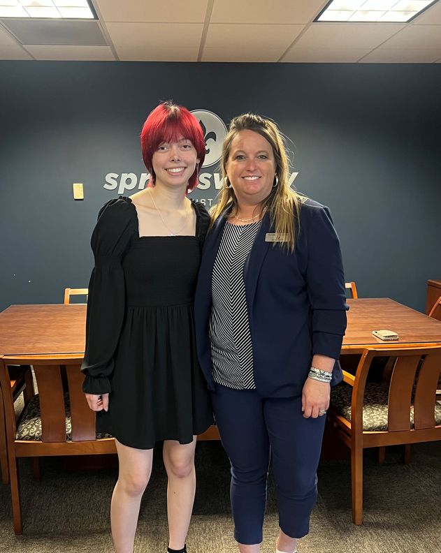 Kenia Dubon Cruz of Southridge High School and Brooklyn Meier of Gibson Southern High School receive Springs Valley Bank & Trust Company’s 202 6 Community Reinvestment Act (CRA) Scholarships