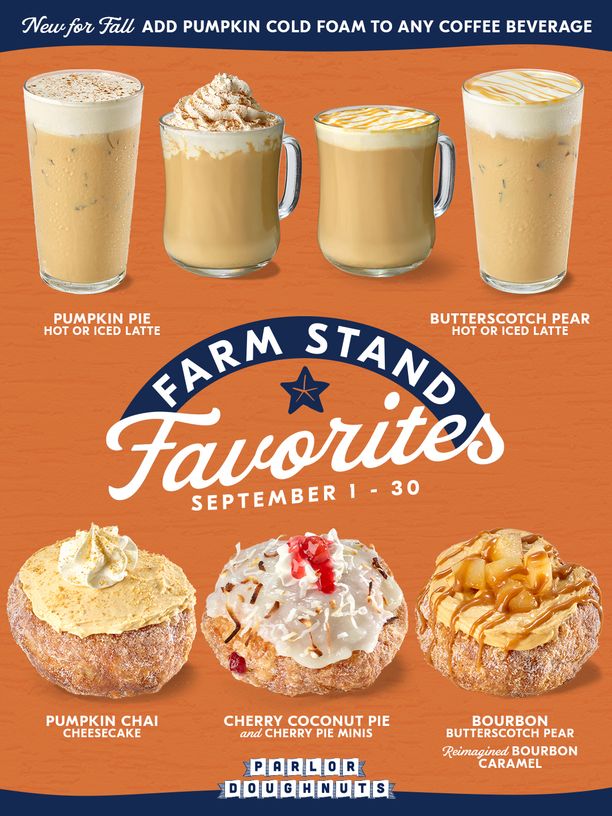Parlor Doughnuts Welcomes the Harvest Season with New “Farm Fresh” September Flavors and a Special Offer for National Coffee Day