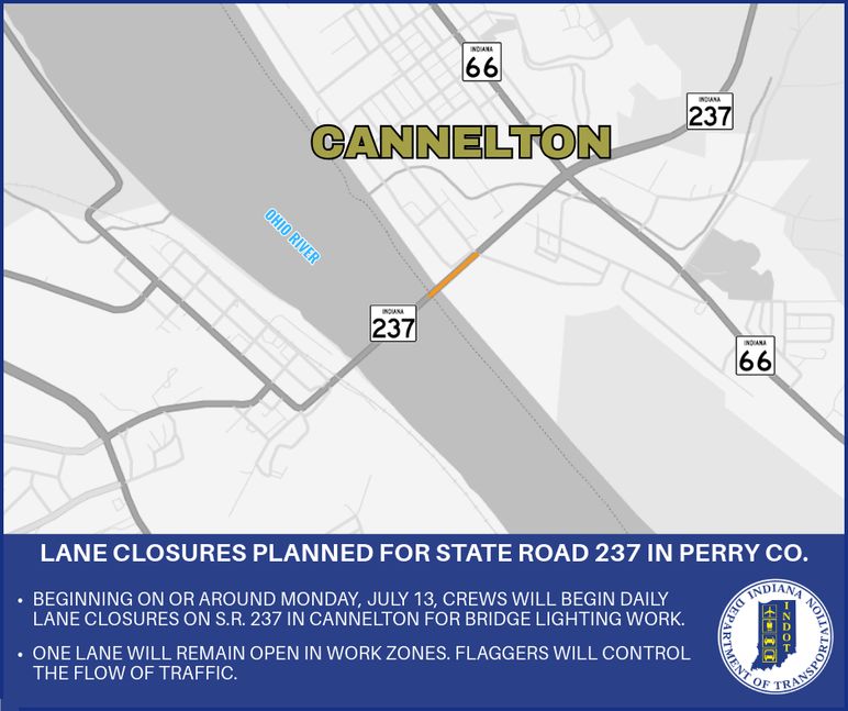 Lane closures planned for State Road 237 in Perry County