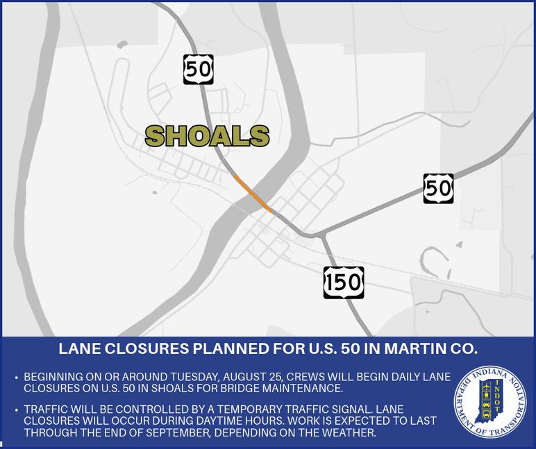 Lane closures planned for U.S. 50 in Martin County