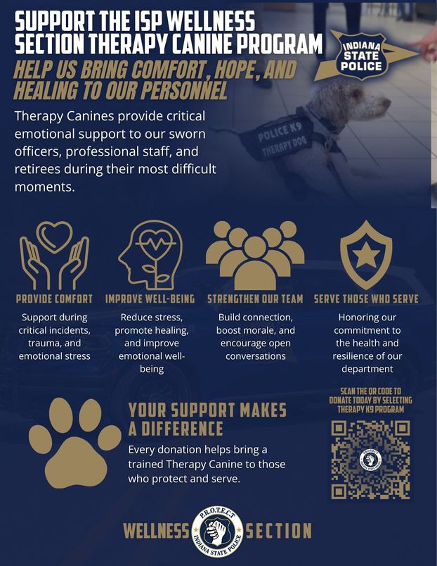 Indiana State Police Seeking Public Support for Therapy K9 Program
