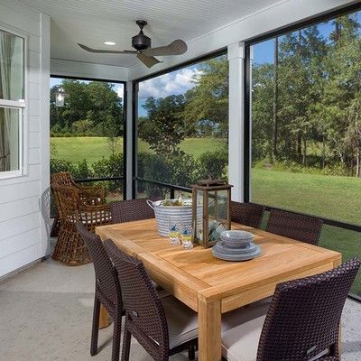 Covered veranda with large table