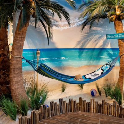 Blue hammock in beach decorations