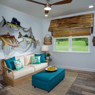 Room with a sofa and tables