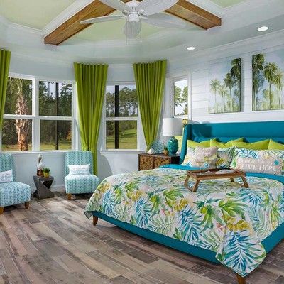 Bedroom with king size bed and large window