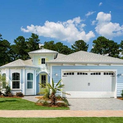 One-storey house with garage and lawn