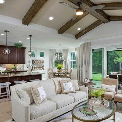 Large room with kitchen and sofa