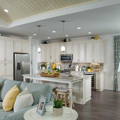 Large room with kitchen and sofa