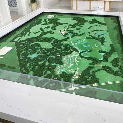 Stand with a model of territory