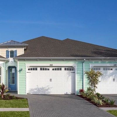 One-storey house with garage and lawn