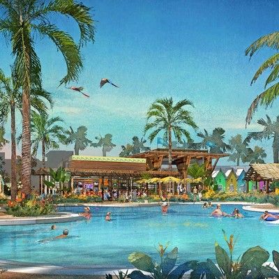 People relaxing by the pool