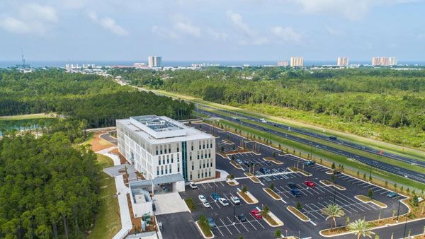 Overhead render of new medical facilities in Panama City Beach, Florida. TMH Urgent Care and TMH Physician Partners - Primary Care