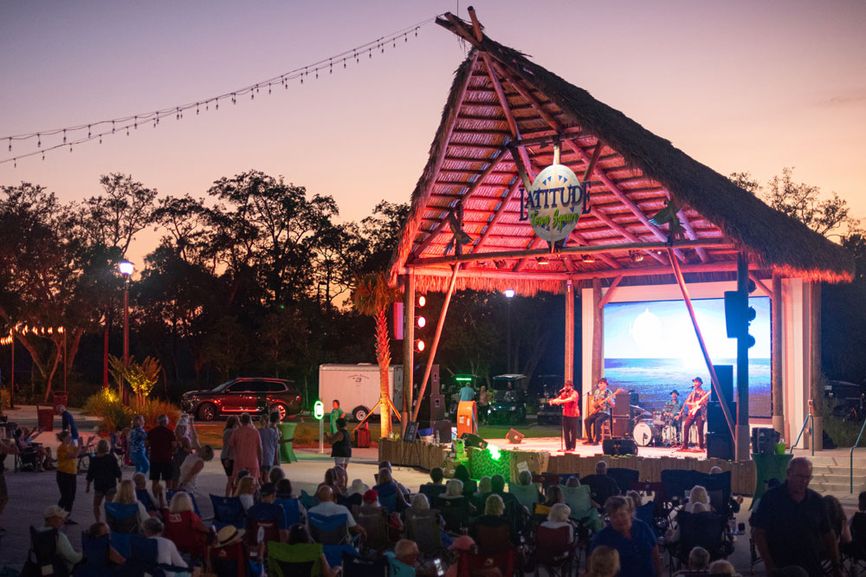 Live music being played at the Bandshell for Latitude Margaritaville Watersound