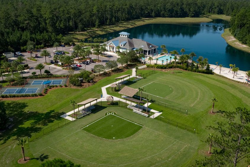 Overhead view of Lake Latitude Club facilities at Latitude Margaritaville Hilton Head
