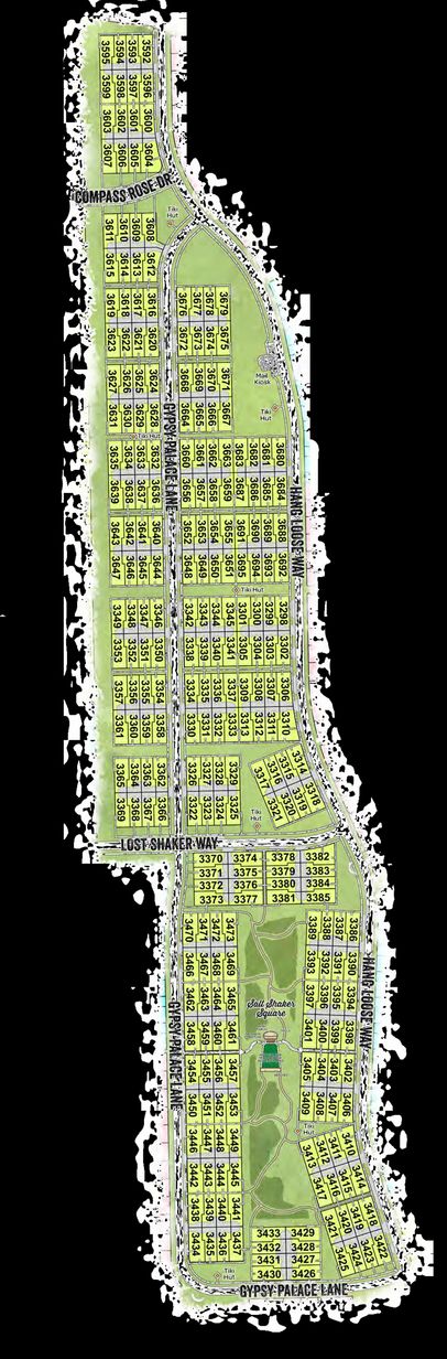 Latitude Margaritaville Conch Cottage site plan with arial layout of the Daytona Beach development