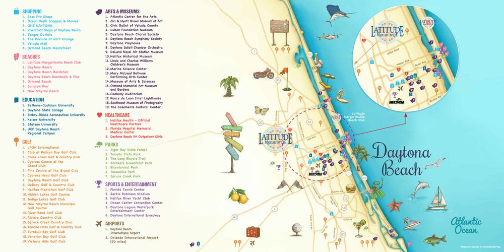 Latitude Margaritaville Daytona Beach Points of Interest Map