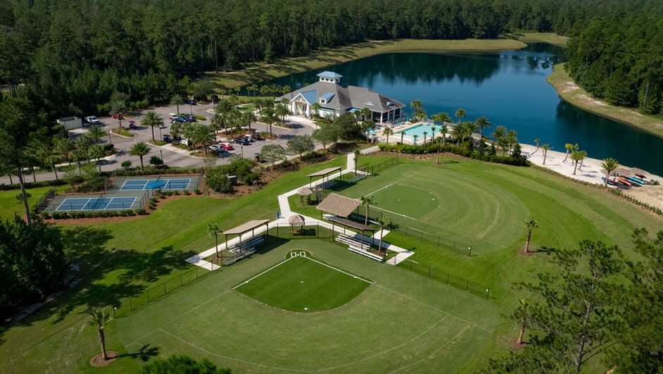 Residents enjoying outdoor amenities, public spaces and group activities