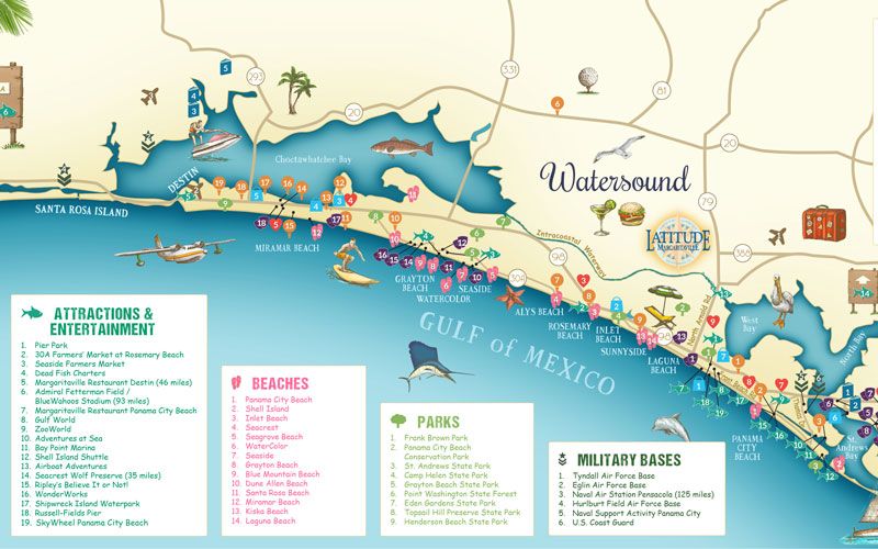 Map of Latitude Margariaville Watersound, amenities and community map of housing