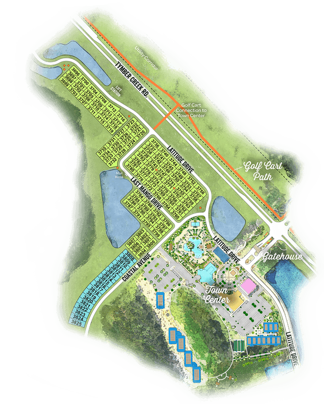 Latitude Margaritaville phase seven site plan with arial layout of the Daytona Beach development
