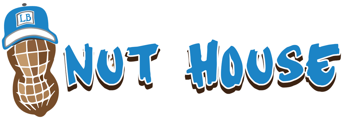 image of the Nut House logo featuring a peanut with ball cap and logotype.
