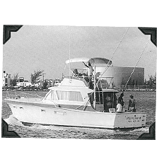 Black and white photo of a yacht