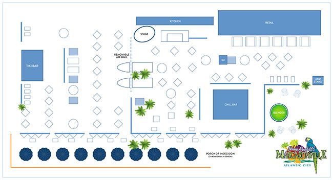 A image document with a Overhead view of Atlantic City Floor Plans. Visually impaired customers please call for assistance