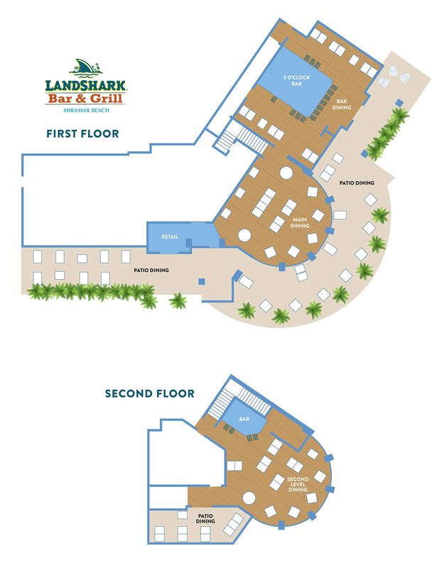 Overhead view of Landshark Bar & Grill Miramar Beach Floor Plans