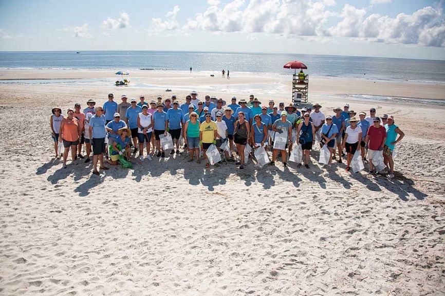 Large group of people on the beach