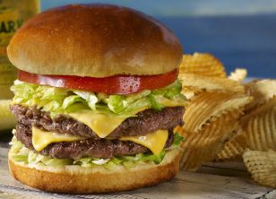 Cheeseburger and Potato Chips