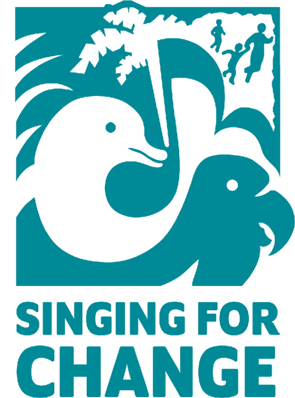 Singing for Change logo with bird, dolphin and people