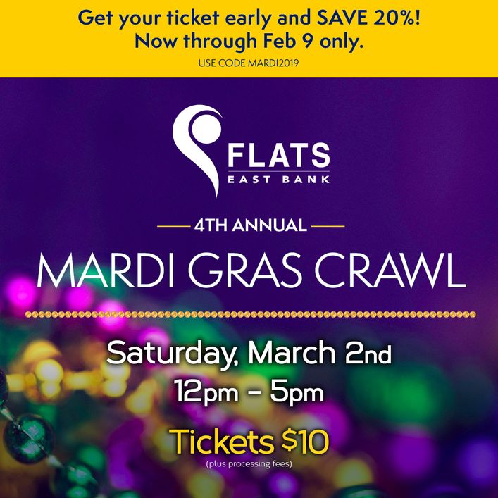 12:00-5:00pm : 4th Annual Mardi Gras Crawl