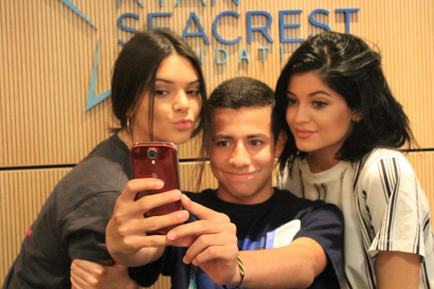 Kendall and Kylie Jenner Play 'Heads Up' With Patients At Seacrest Studios