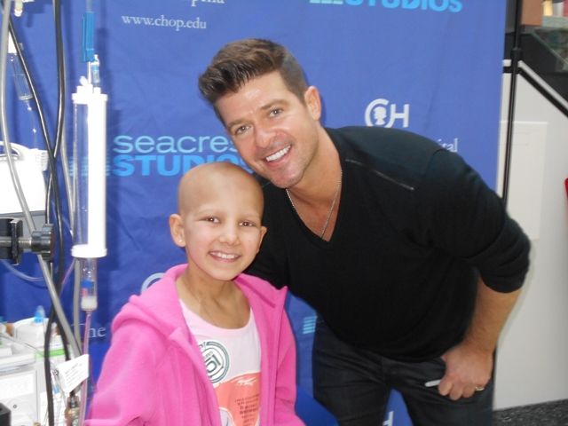 Robin Thicke Sings Along With A Patient At Seacrest Studios