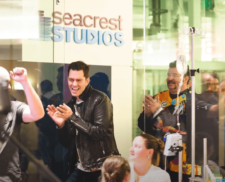 Andy Grammer Leads A Sing-Along At Seacrest Studios