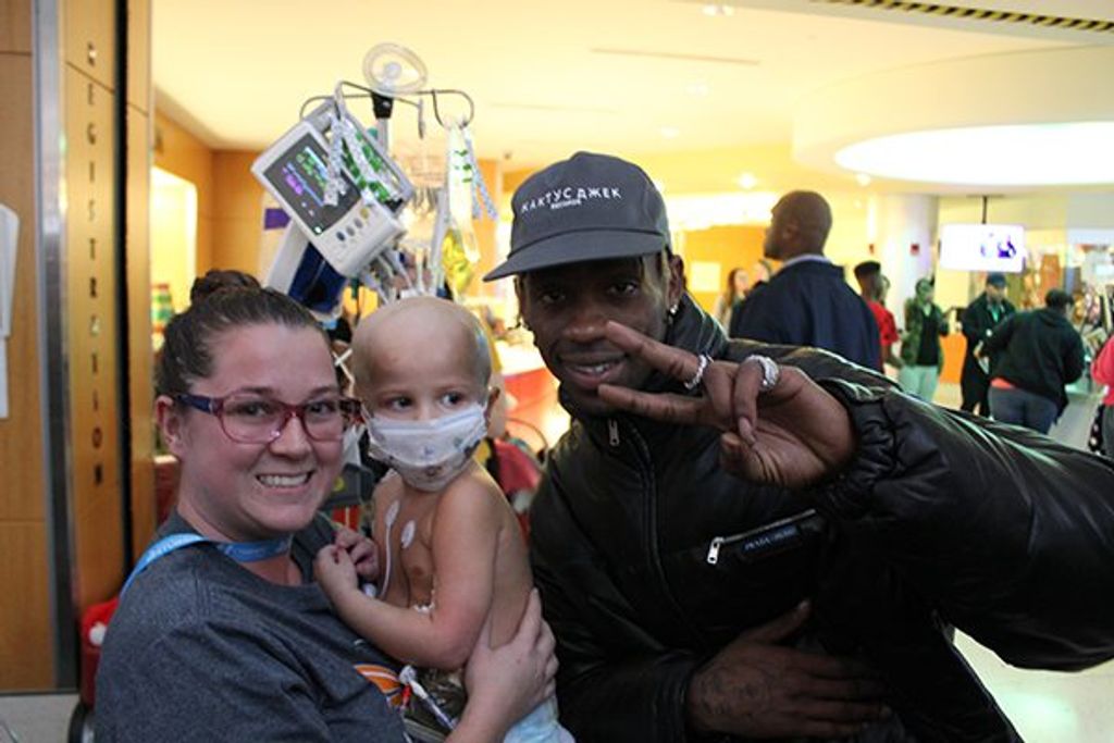 Travis Scott Celebrates Seacrest Studios' 8th Birthday at CHOA!