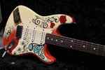 Monterey Fender with intricate red and teal design on body Monterey Fender with intricate red and teal design on body
