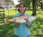 Jennifer Keprta West Matagorda, wading the south shoreline27&quot; first upper slot red!
