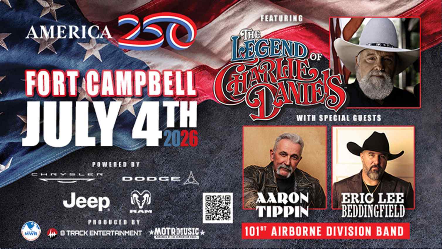 AMERICA 250 AT FORT CAMPBELL FEATURING THE LEGEND OF CHARLIE DANIELS ON JULY 4TH