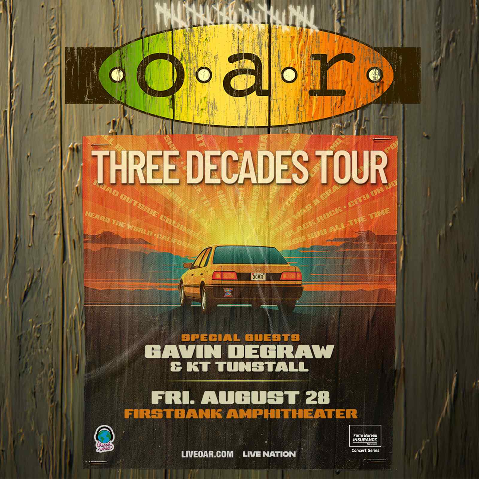O.A.R. - Three Decades Tour with special guests Gavin DeGraw and KT Tunstall