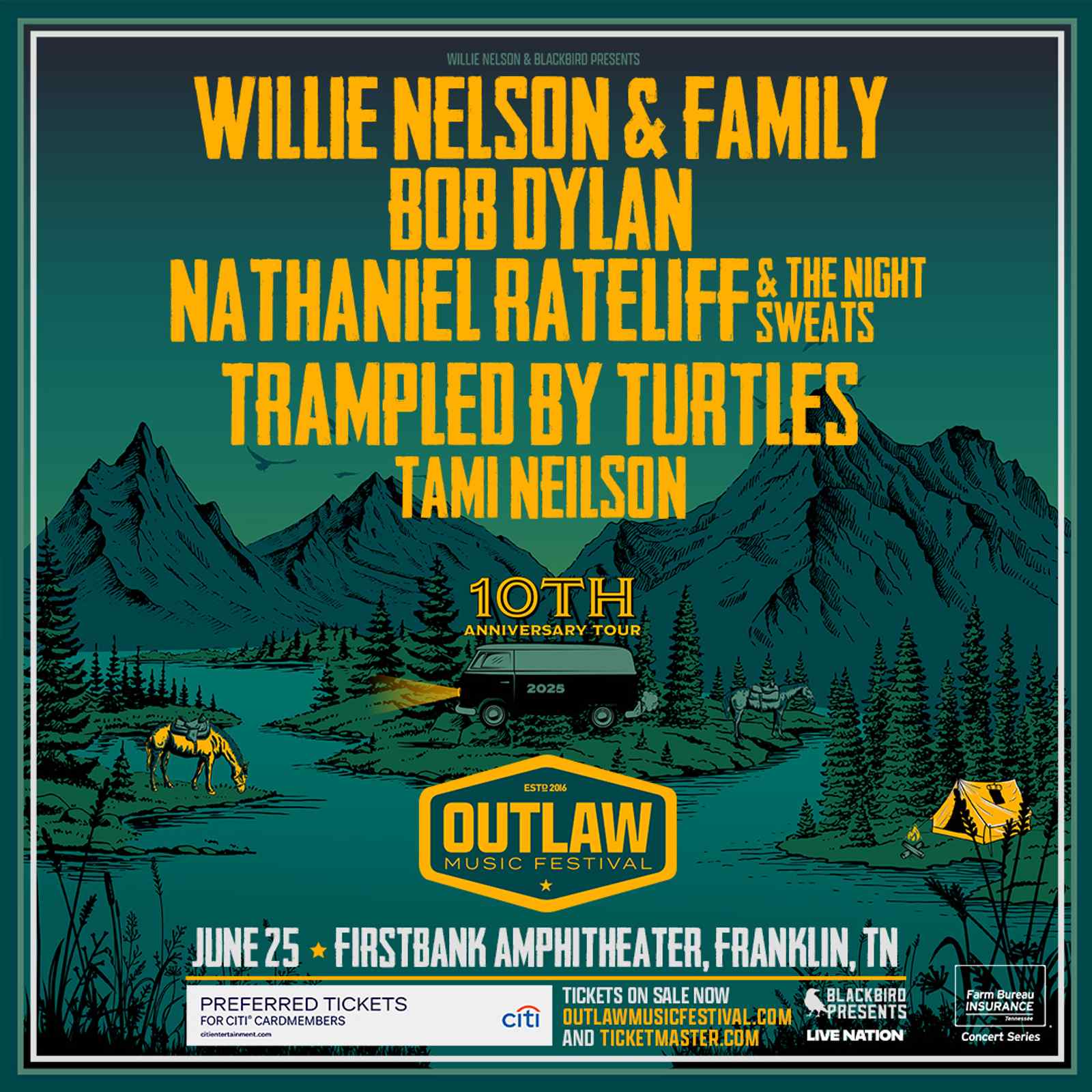 Outlaw Music Festival – 10th Anniversary Tour Featuring Willie Nelson & Family, Bob Dylan, Nathaniel Rateliff & the Night Sweats, Trampled By Turtles and Tami Neilson - 3:45 PM