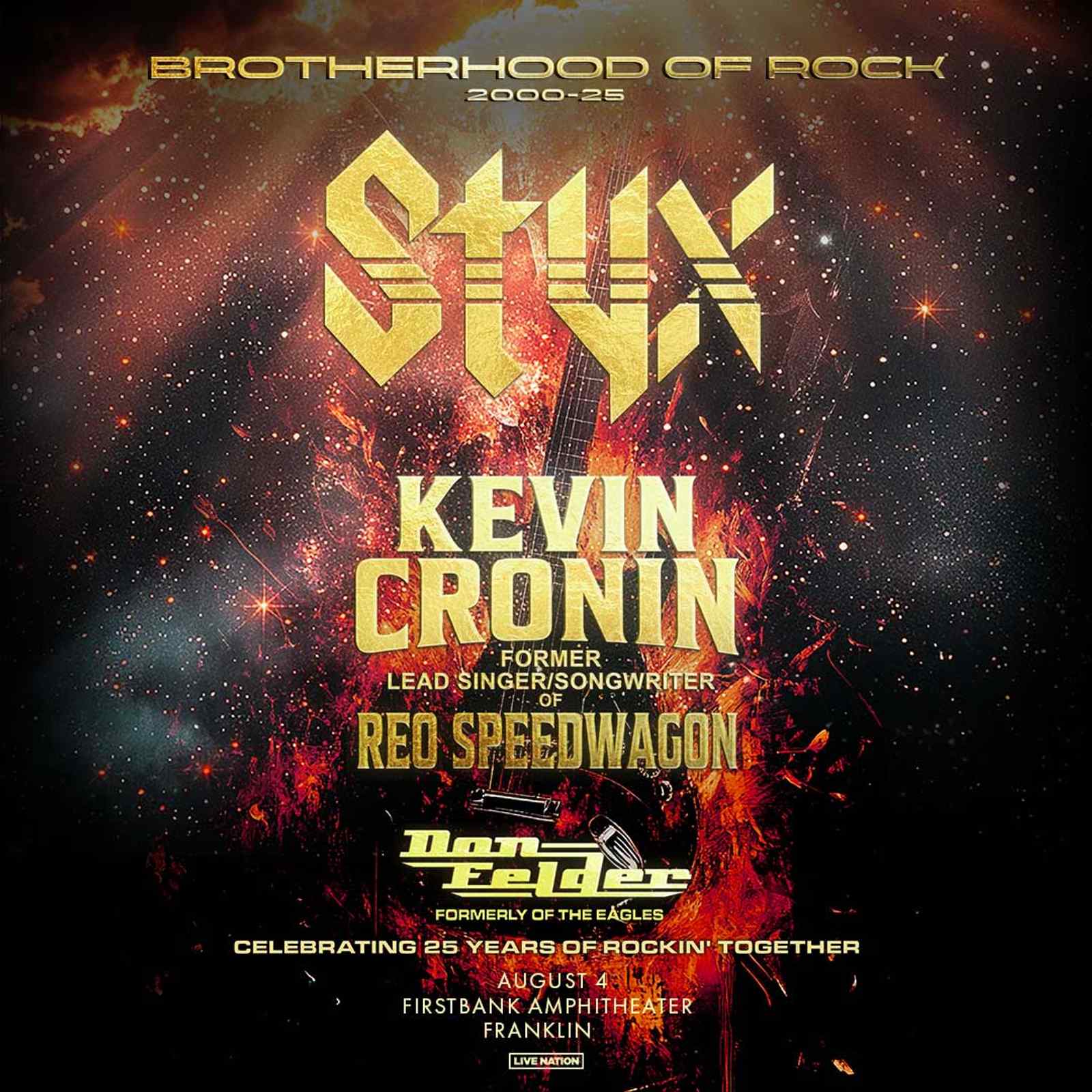 STYX AND KEVIN CRONIN CELEBRATING 25 YEARS OF MUSICAL FRIENDSHIP WITH THE  “BROTHERHOOD OF ROCK” TOUR WITH DON FELDER KICKING OFF MAY 28, 2025