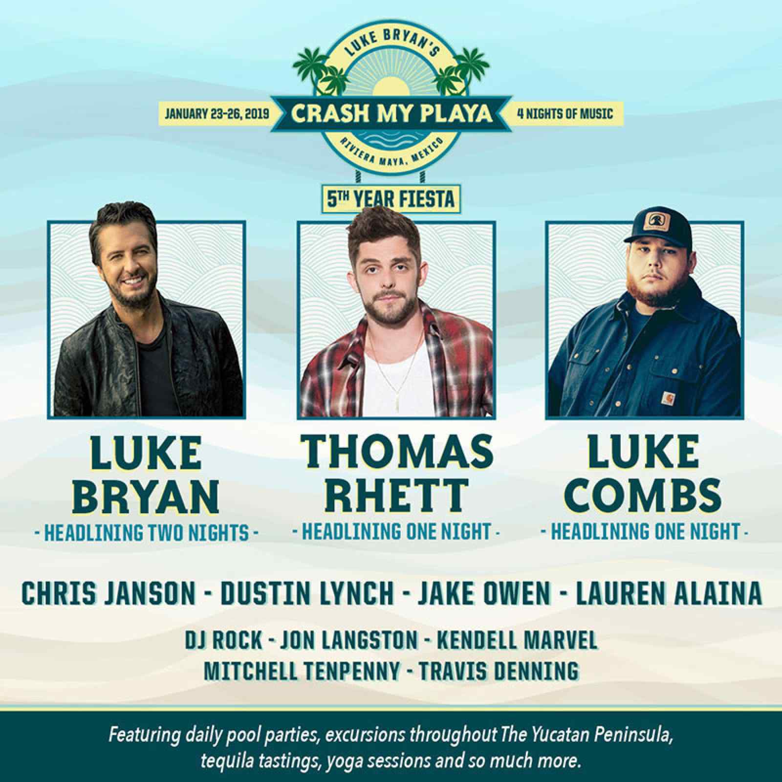 Luke Bryan's "Crash My Playa - 5th Year Fiesta" Announces Additional Performers to Final Line-Up