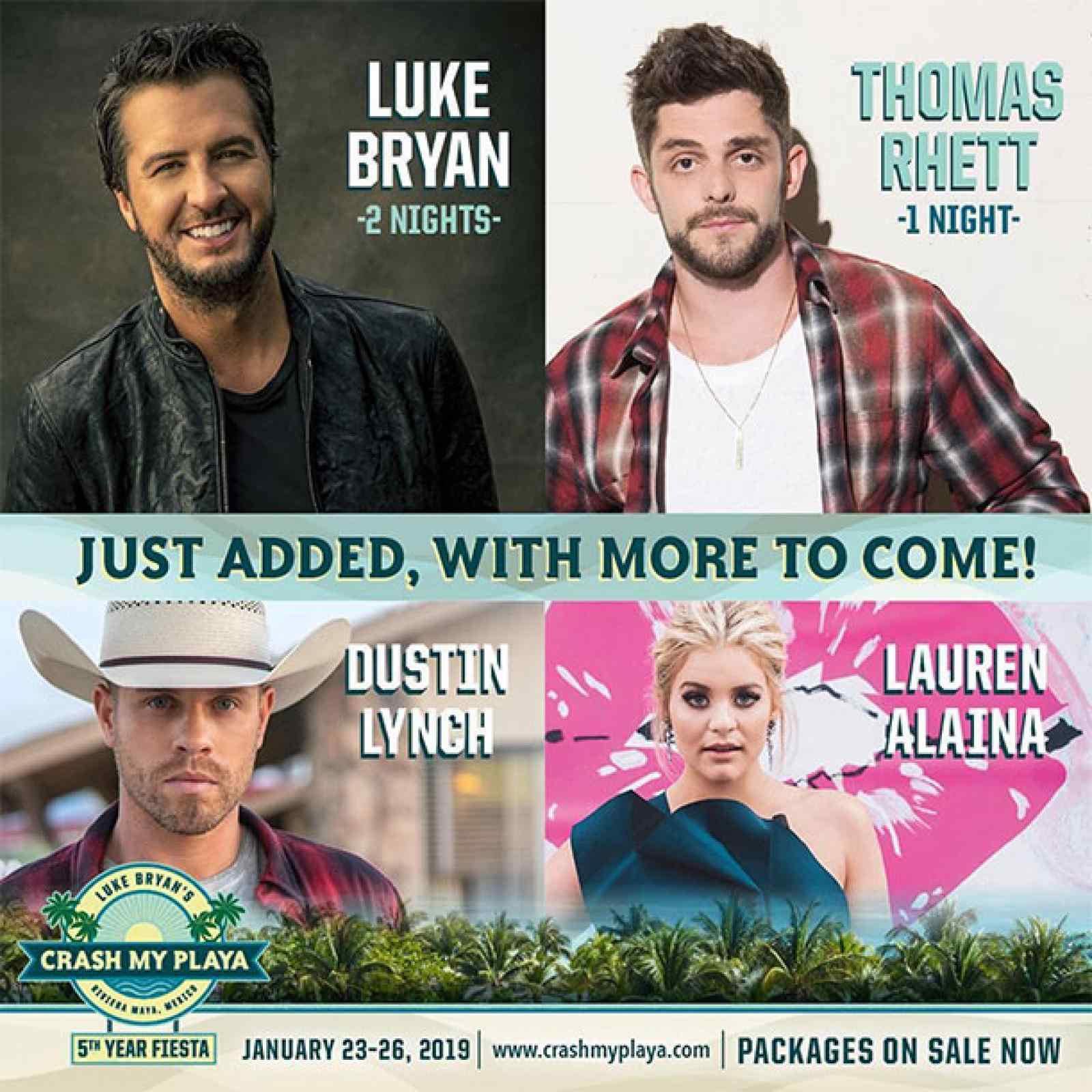 Luke Bryan's Crash My Playa - 5th Year Fiesta Adds First Wave of Performers