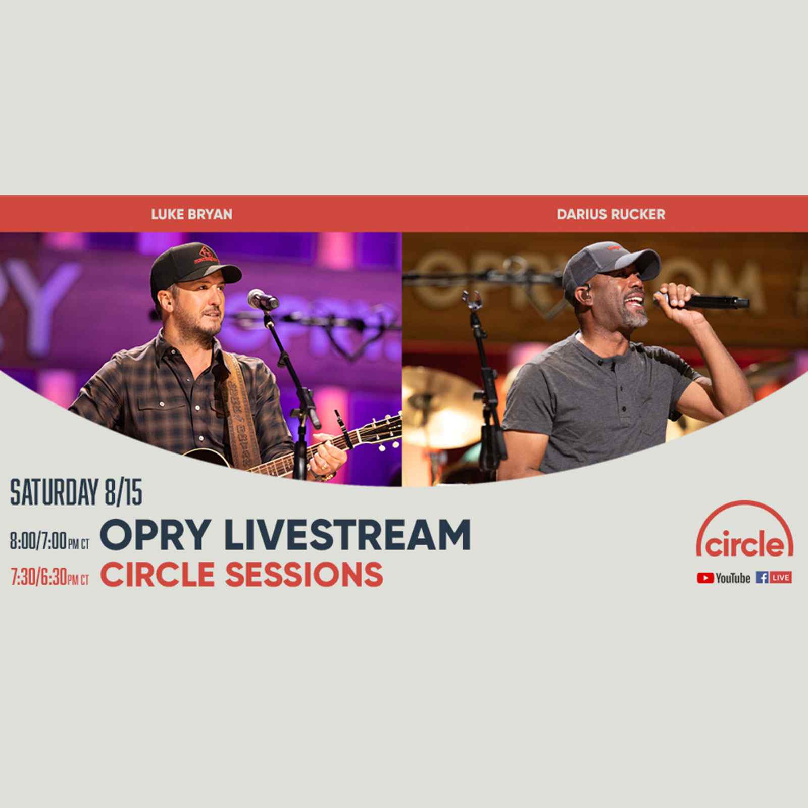Luke Bryan and Darius Rucker to Perform  on the Grand Ole Opry August 15