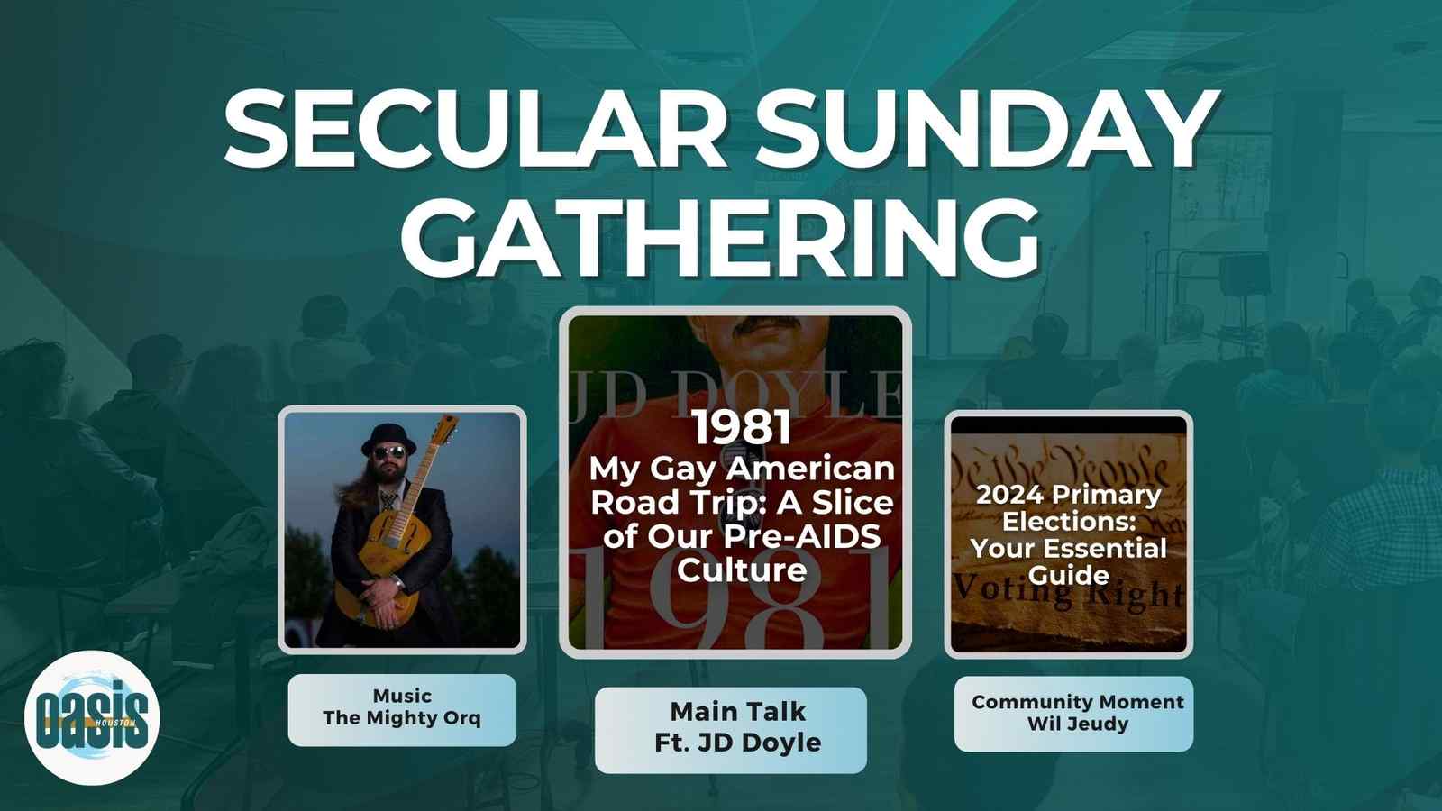 1981 My Gay American Road Trip: A Slice of Our Pre-AIDS Culture | JD Doyle | Music: The Mighty Orq | Weekly Sunday Gathering February 11 2024