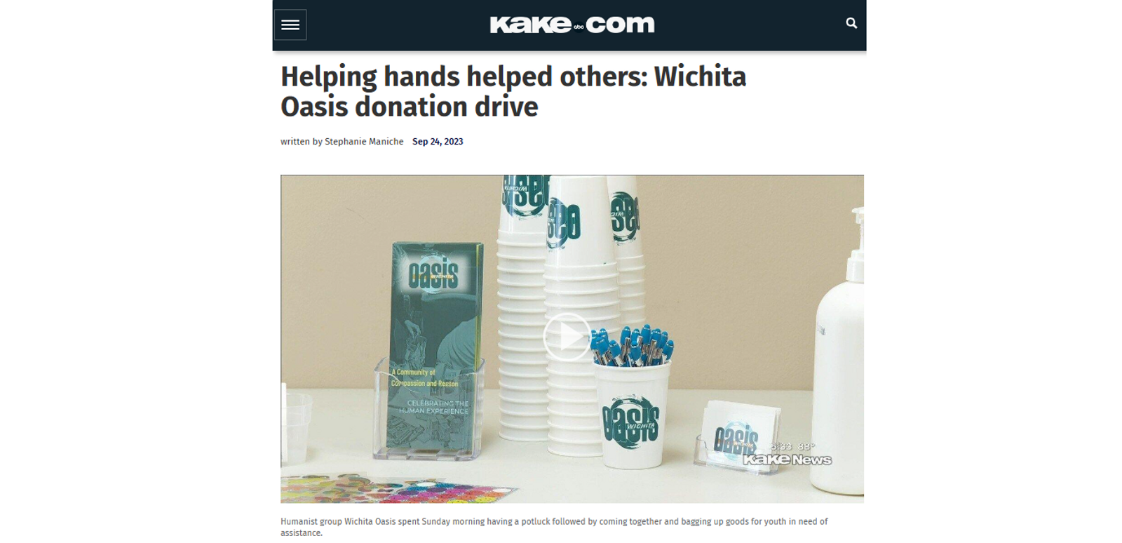 KAKE.COM - Helping hands helped others: Wichita Oasis donation drive