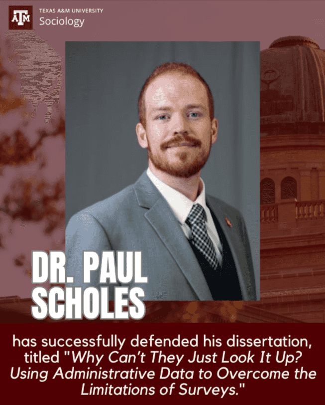 Congratulations to Dr. Paul Scholes on successfully defending his dissertation