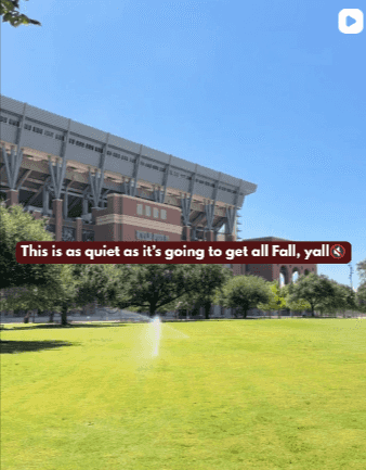 Right now the loudest thing at Kyle Field is a sprinkler watering the grass